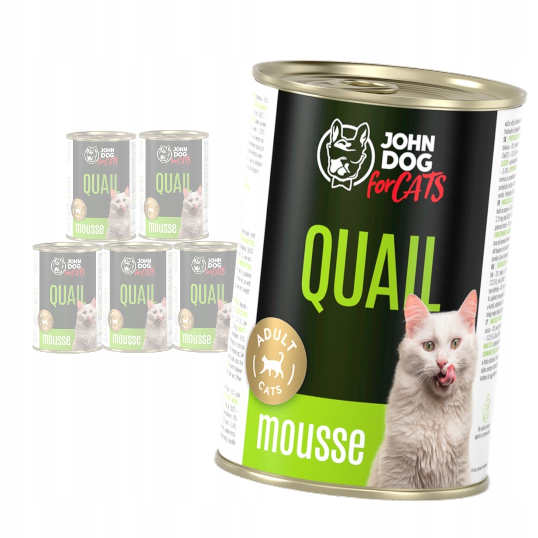 Levně John Dog for Cats Pěna s křepelkou 6x400 g Bezobilné Mokré Krmivo Pro Kočky