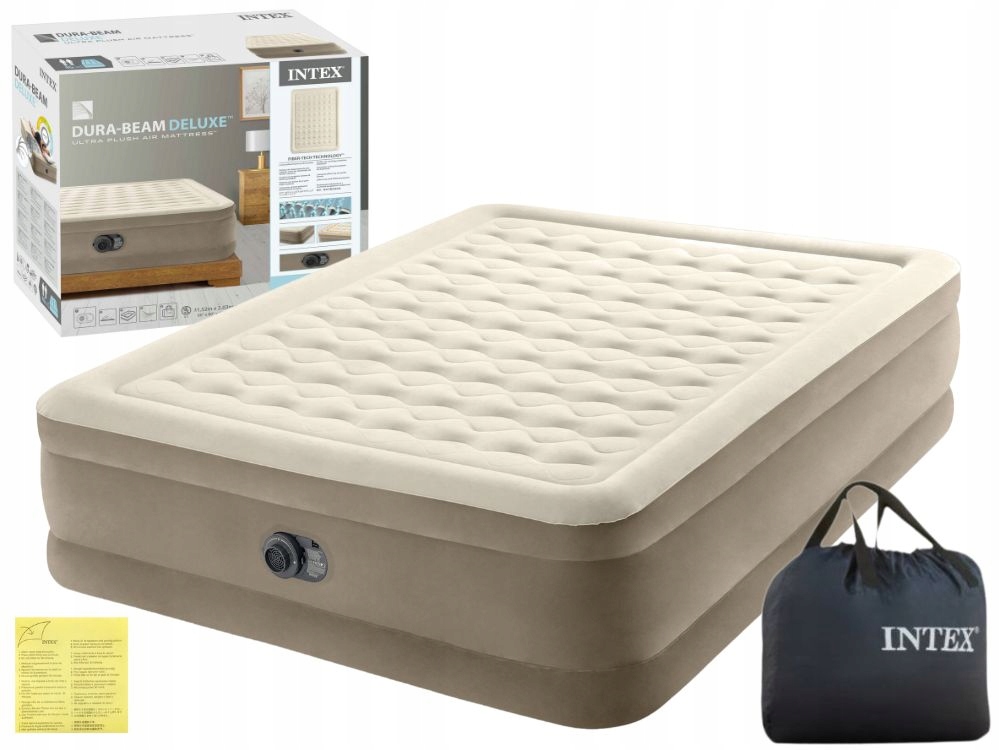 Materac Dmuchany Welurowy Dwuosobowy Łóżko 203x152x46 Intex 64428ND New2026