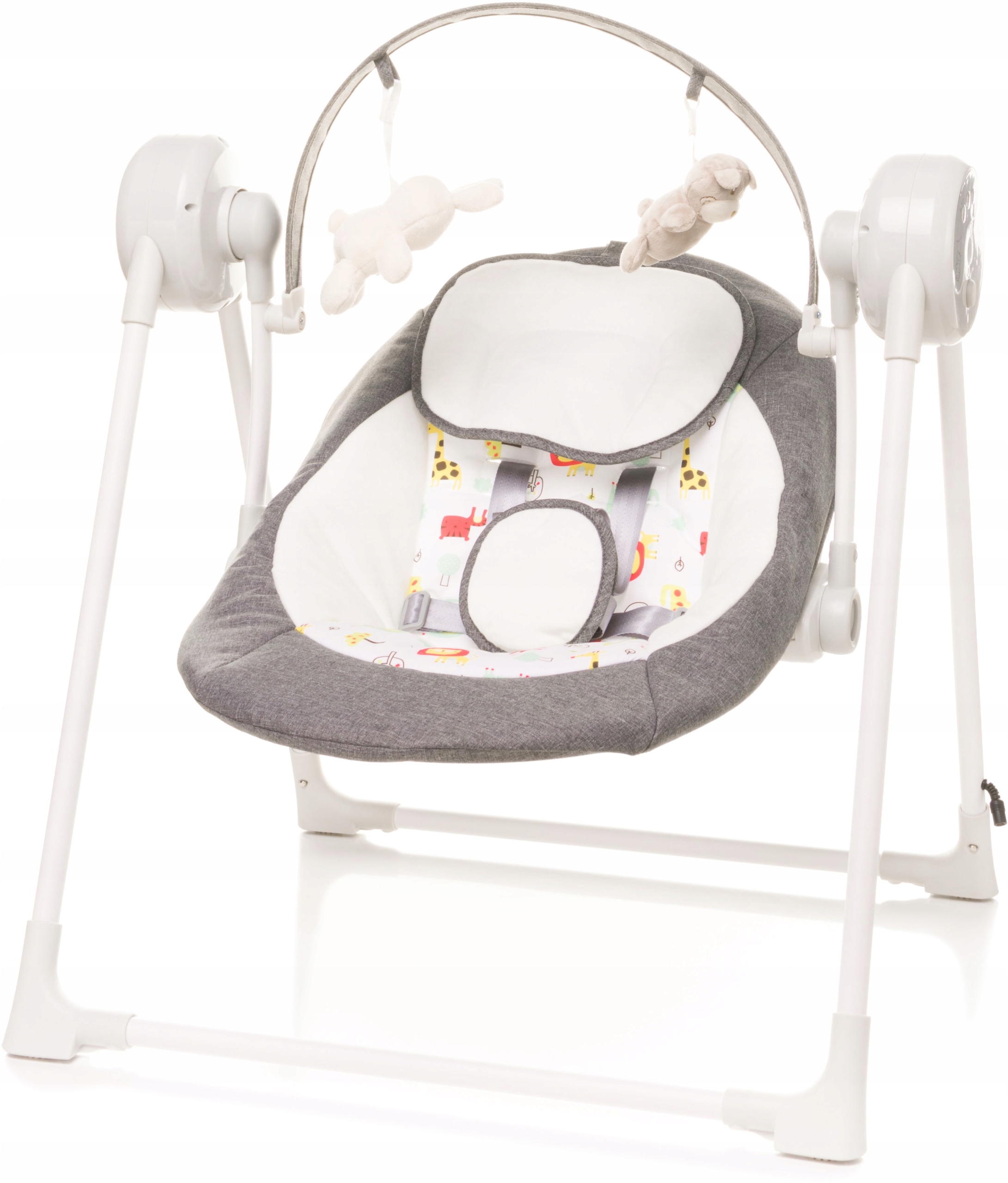 ШЕЗЛОНГ СКЛАДЫВАЮЩИЙСЯ ОЧЕНЬ КОМПАКТНО, ПОДНОЖКА КАЧЕЛИ МЛАДЕНЕЦ СВЕТЛО-СЕРЫЙ