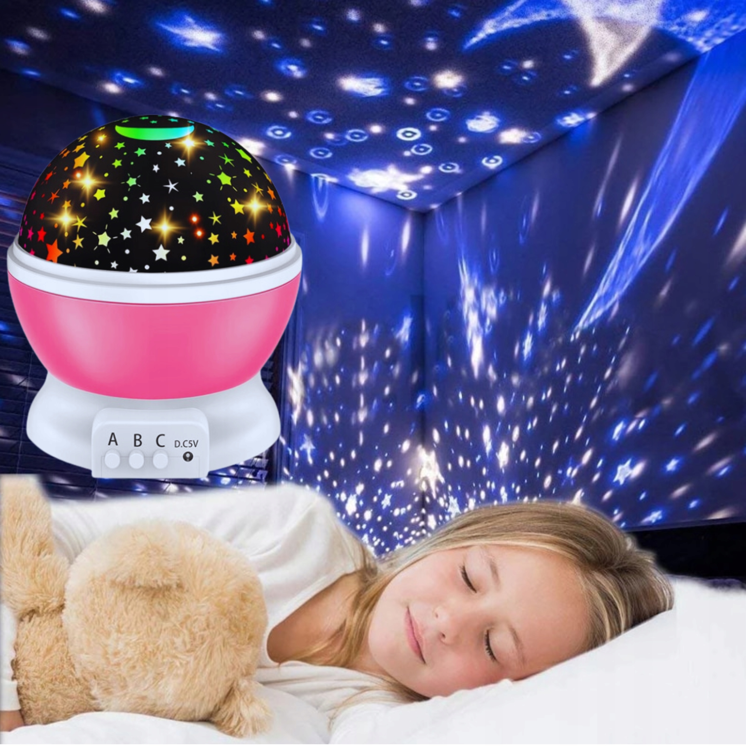 NAKTINIO ŠVIESOS PROJEKTORIUS DANGUS ŽVAIGŽDĖS SUKAMASIS LEMPUTĖS PROJEKTORIUS VAIKAMS LED herojus / pasaka nėra