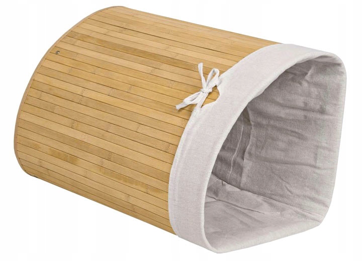 KOSZ BAMBUSOWY POJEMNIK NA PRANIE BIELIZNĘ UBRANIA 60L Kolor odcienie brązu i beżu