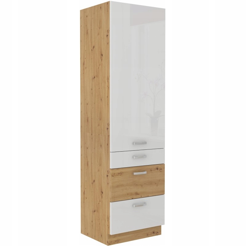 Szafka kuchenna słupek ARTISAN 60 DKS-210 3S 1F BIAŁY POŁYSK / DĄB ARTISAN