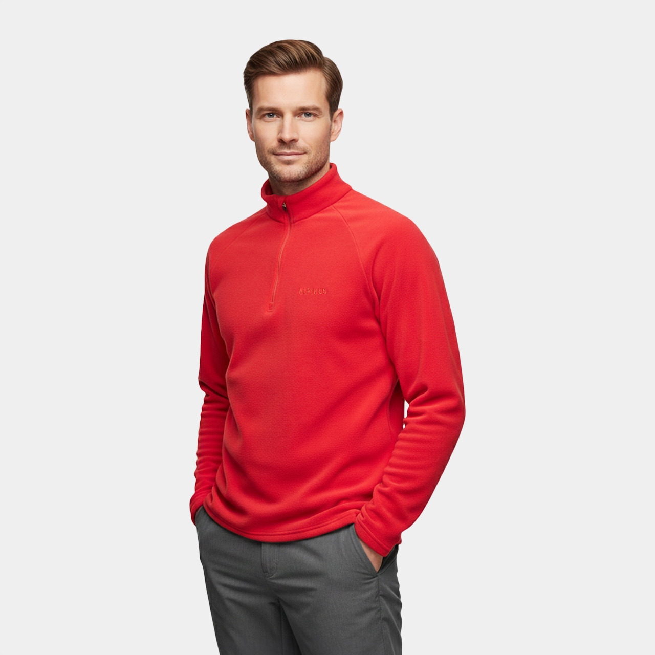 Fleecová Mikina Alpinus pánský Outdoorový zip1/3 Virje vkládací přes hlavu, měkký, XXL