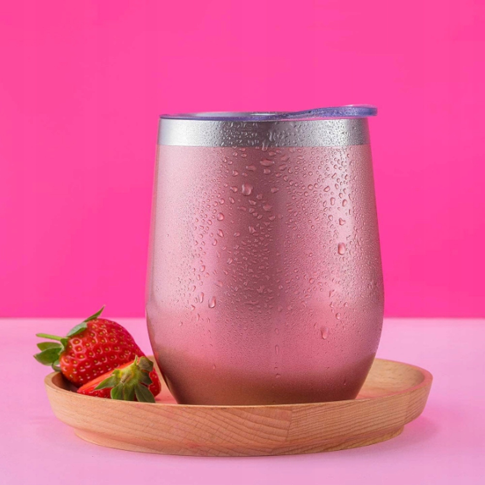IZOLOWANY KUBEK NA WINO ZE STALI NIERDZEWNEJ, KUBEK NA KAWĘ Z POKRYWKĄ Pojemność 360 ml