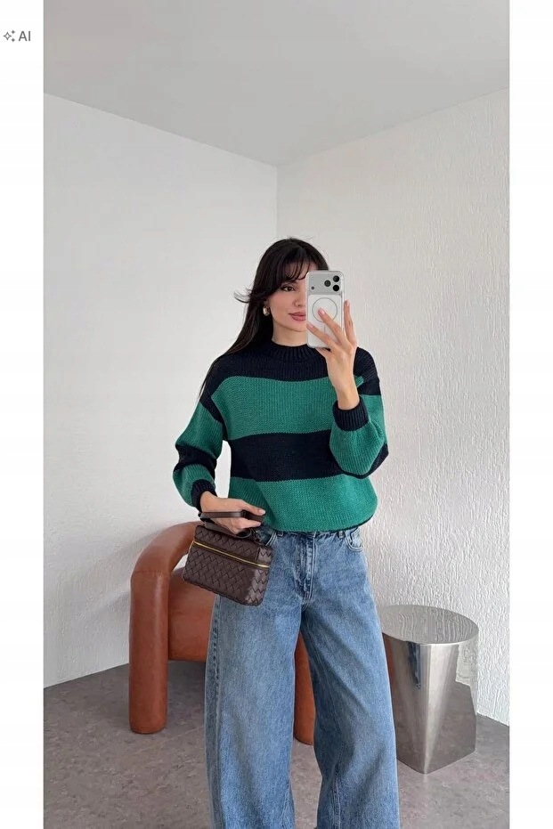 Měkký Svetr S Proužky V Ležérním Stylu Xs 5IA