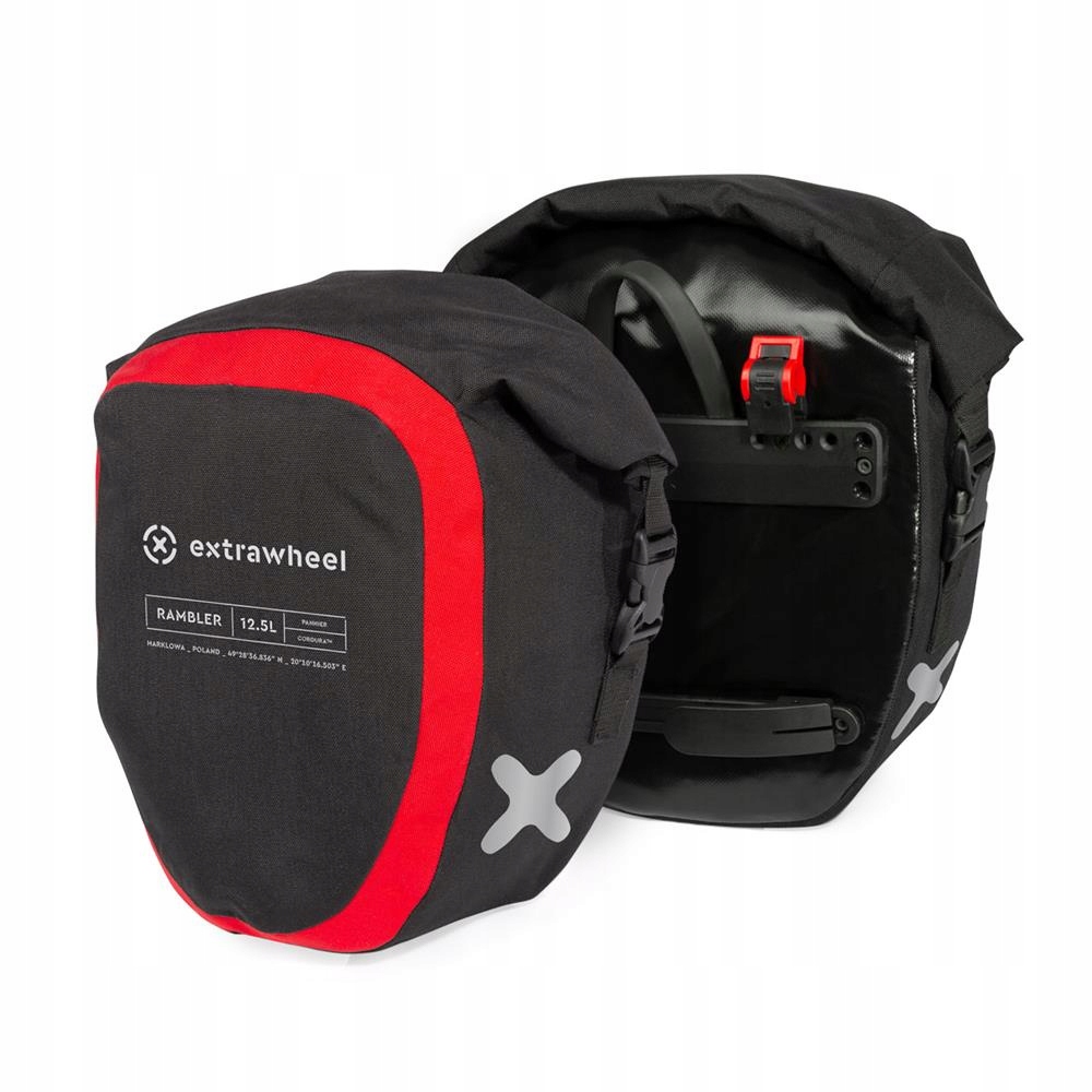 Cyklistické brašny Extrawheel Rambler černo-červené 25L Cordura