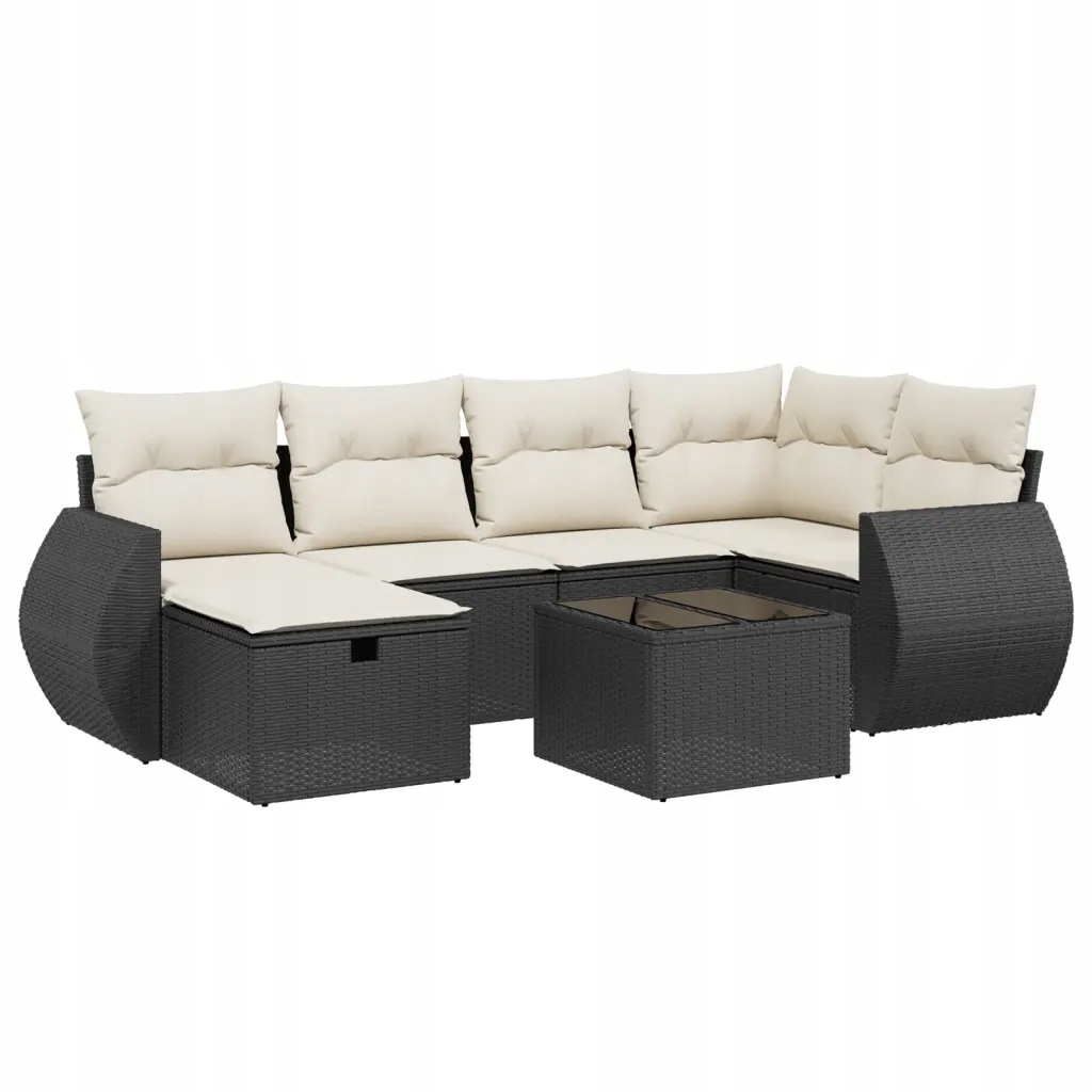 Set zahradního nábytku technorattan vidaXL černý 7 el.