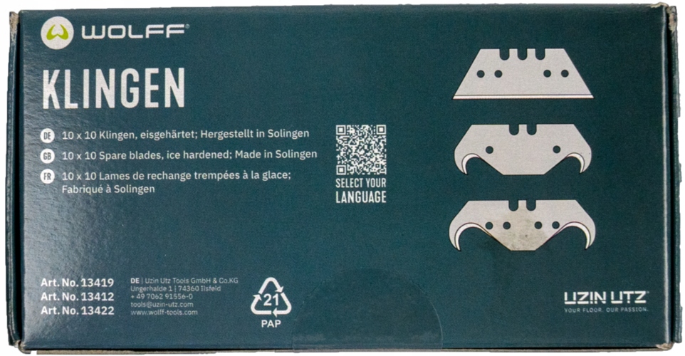 Hákové čepele Wolff 13421 100 kusů 0.65 mm