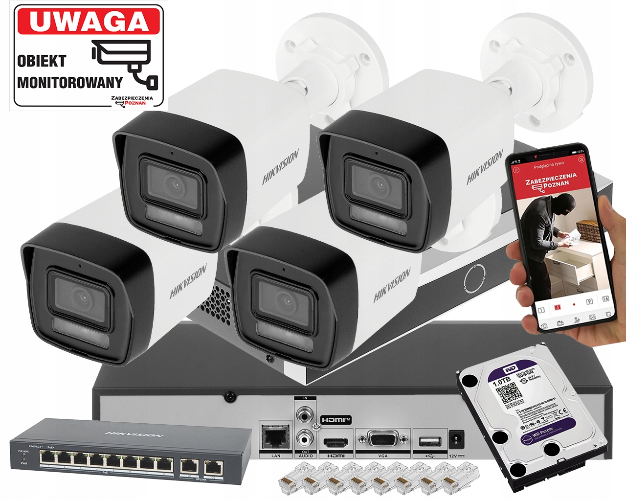 Sada Ip monitoringu Hikvision 4x DS-2CD1043G2-LIU 4Mpx