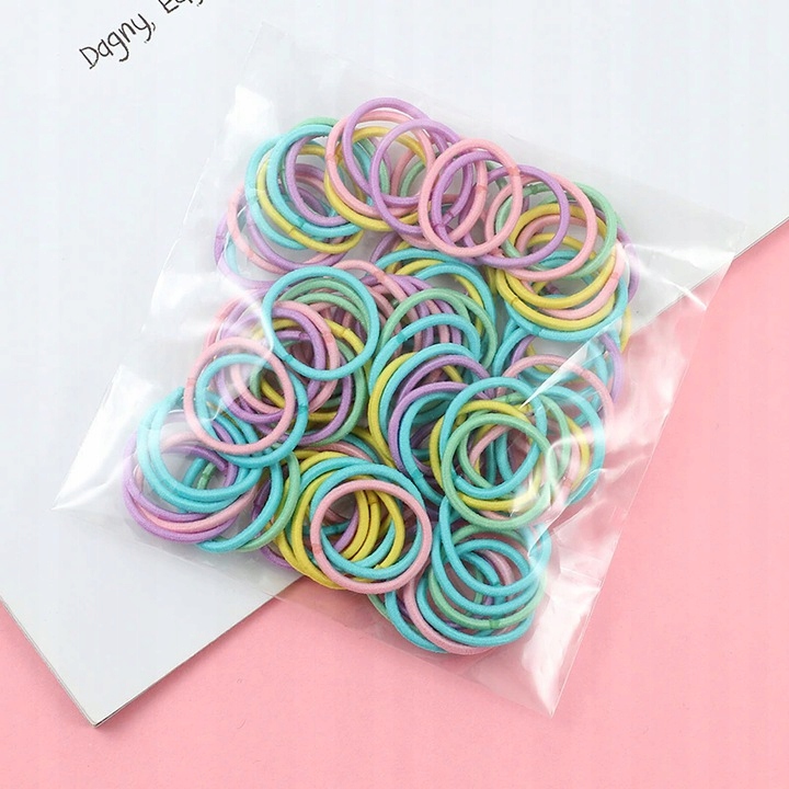 ZESTAW GUMEK DO WŁOSÓW 100 SZT GUMKI PASTELOWE MAŁE KOLOROWE Marka bez marki