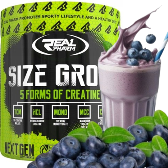 Kreatin kreatinový stak Jablečný Real Pharm Size Grow 675g Jahodový