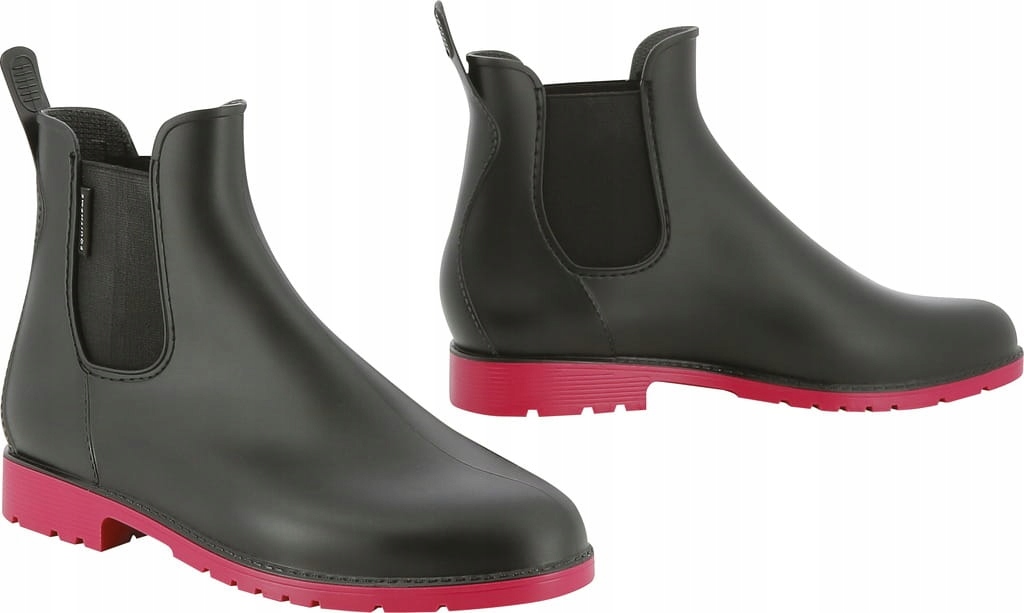 Equithème Sztyblety gumowe czarne/róż 40