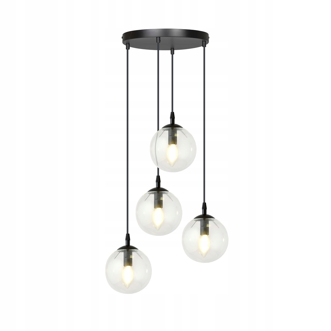 Závesná lampa Vegas záves 4xE14, sklenené priehľadné, nastaviteľné tienidlo