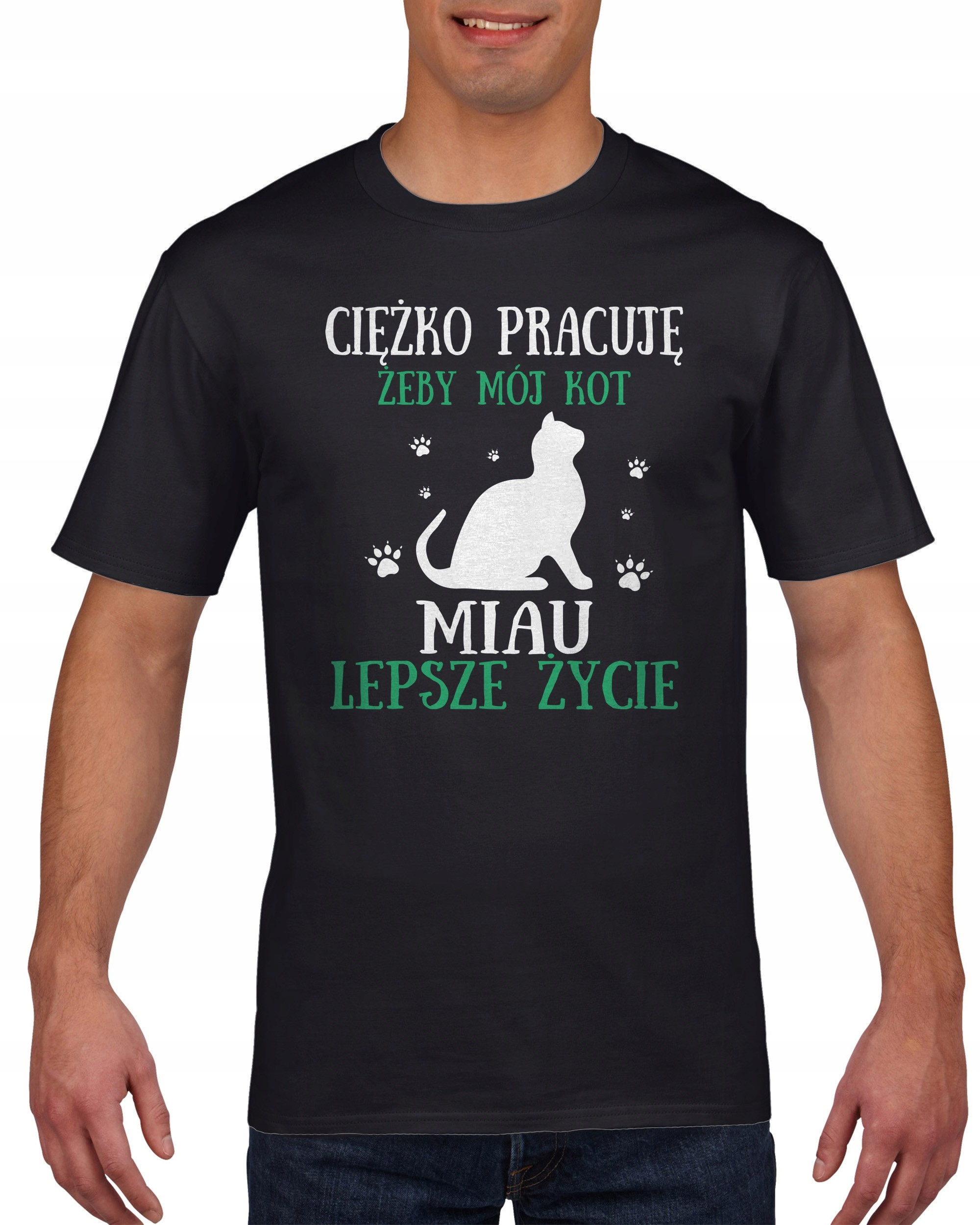 

Koszulka męska Ciężko pracuję na kota S