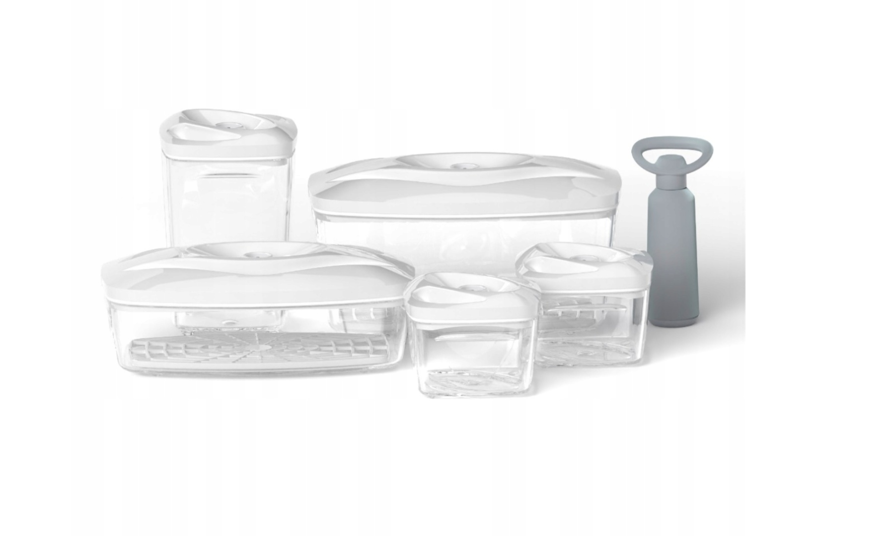 Zestaw: 5 pojemników hermetycznych na jedzenie SeeYoo Dafi białe pompka