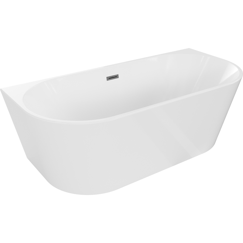 Mexen Oval volně stojící přísadová vana 150 x 75 cm, bílá, přepad gun gray