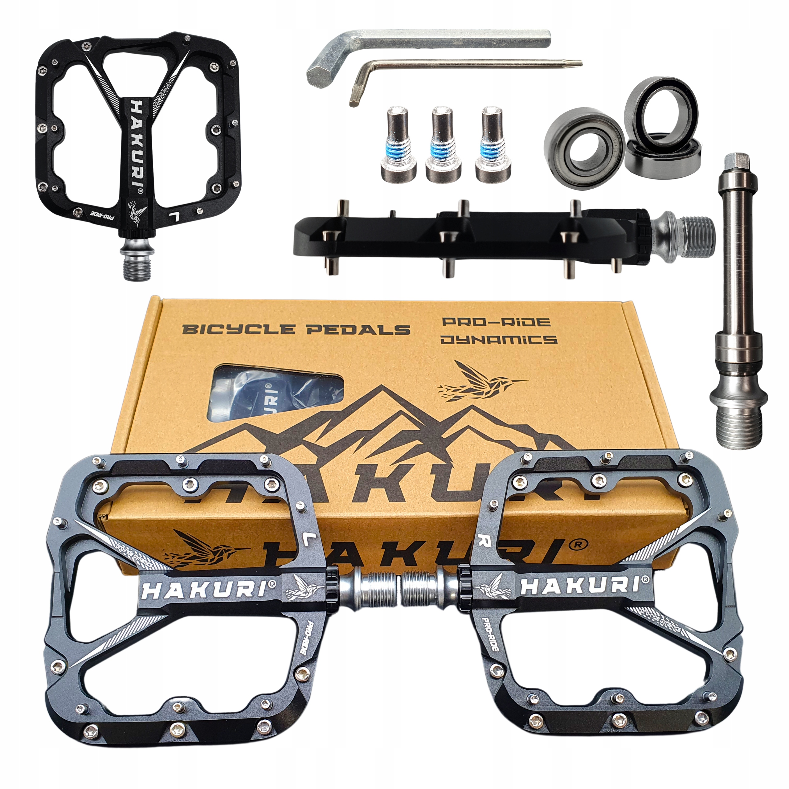 Pedały Platformowe Hakuri mocne Aluminiowe 3 łożyska Lekkie Dh Enduro Mtb