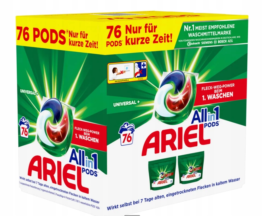 Levně Ariel All in 1 Pods Univerzální prací Kapsle na bílé prádlo 7 6 Ks