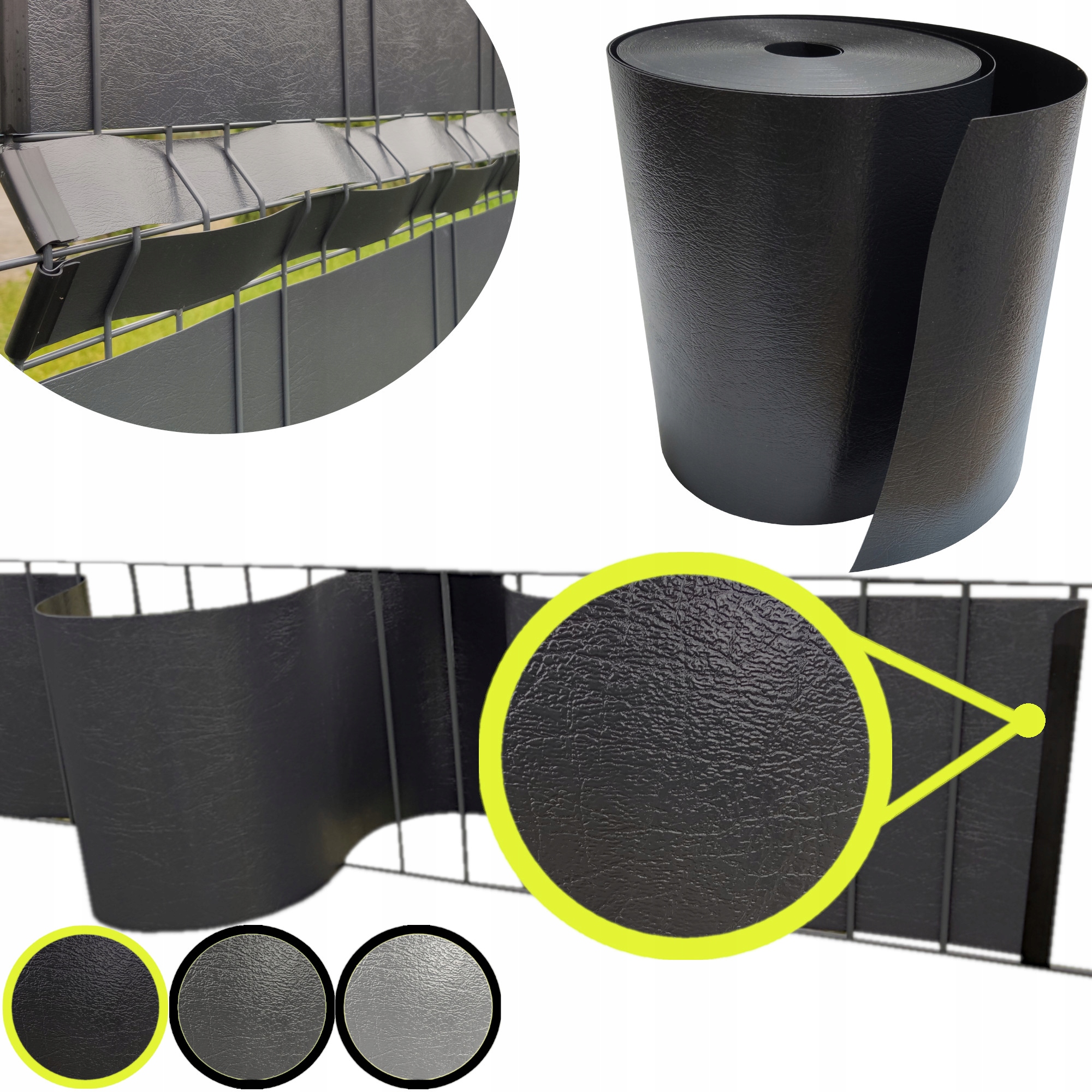 TAŚMA OGRODZENIOWA OSŁONA PANEL 19cm x 3m ANTRACYT