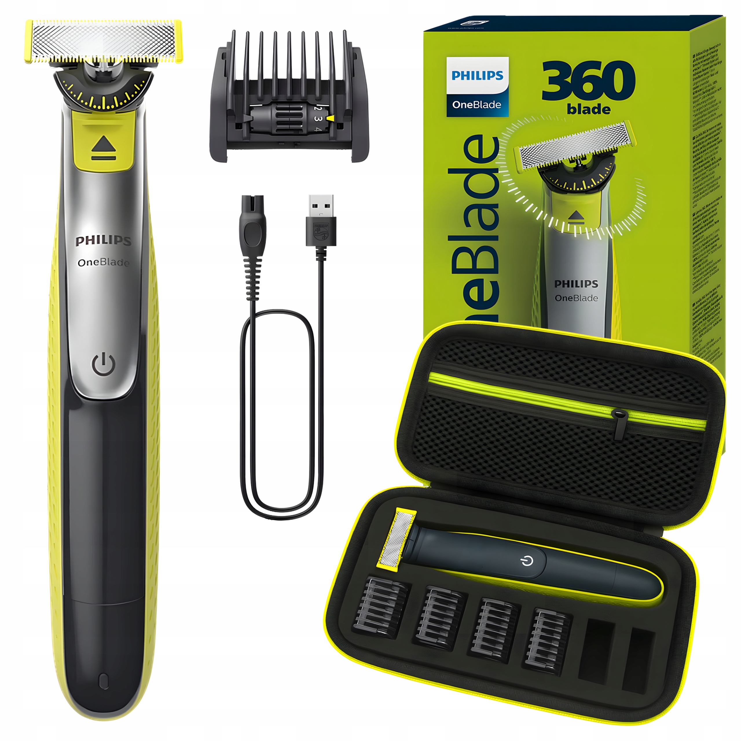 Sada Holicí Strojek Zastřihovač Philips OneBlade 360 QP2734/23 Pouzdro Cestovní