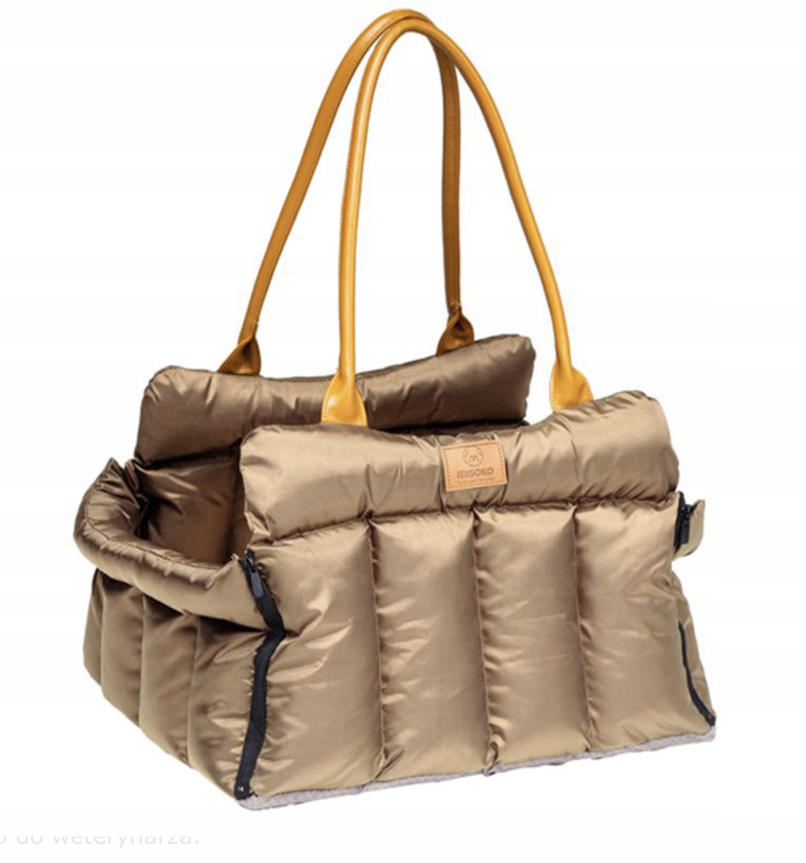 Levně Misoko Přepravka s Pelíškem pro psy a kočky 45x40x25 cm zlatý