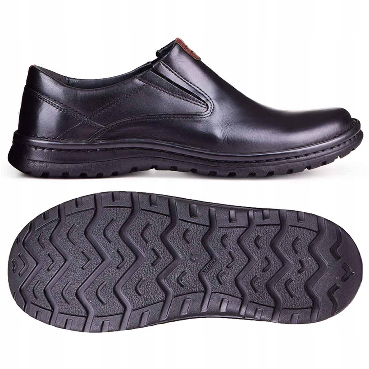 

Buty wsuwane półbuty ze skóry czarne 40 Kampol