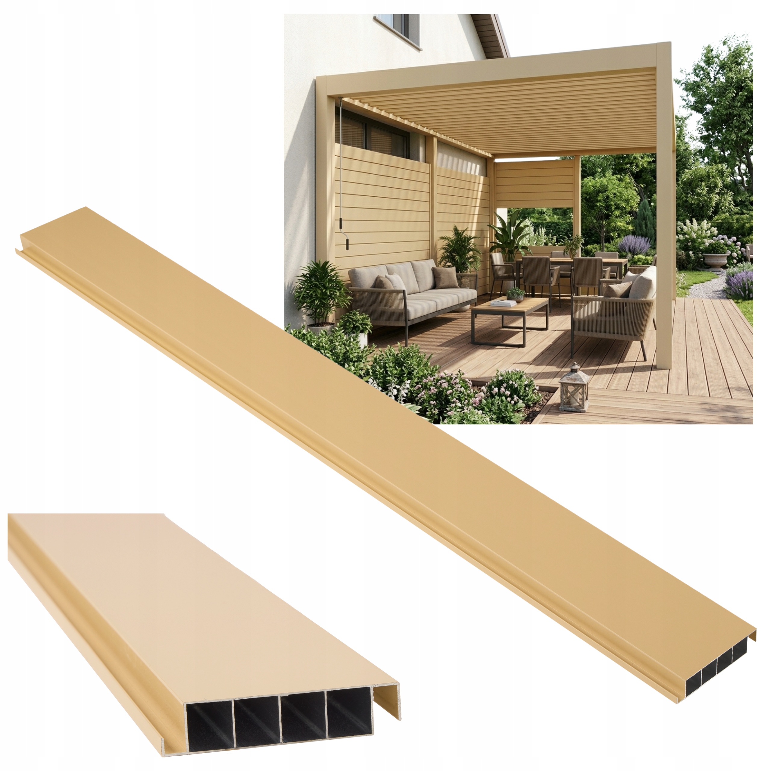Ruchome Deseczki Do Żaluzji Shutters Panel Altana Pergola Beżowy 150CM