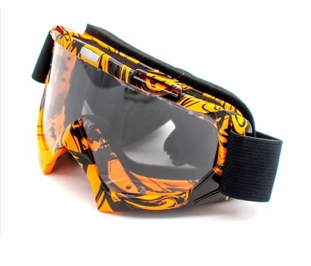 Gogle Enduro Offroad Przezroczyste Czarno Pomarańczowe Atv Cross Quad
