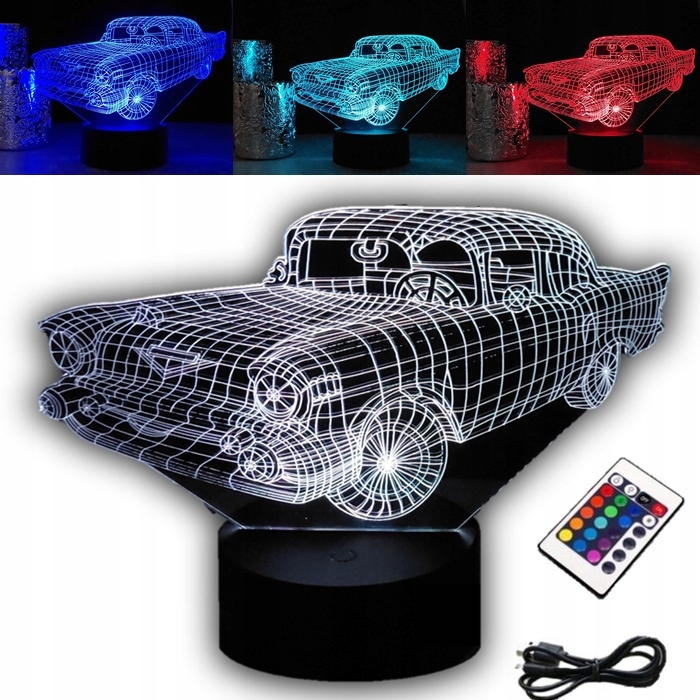 

Lampka Nocna Samochód 3D Rgb Pilot