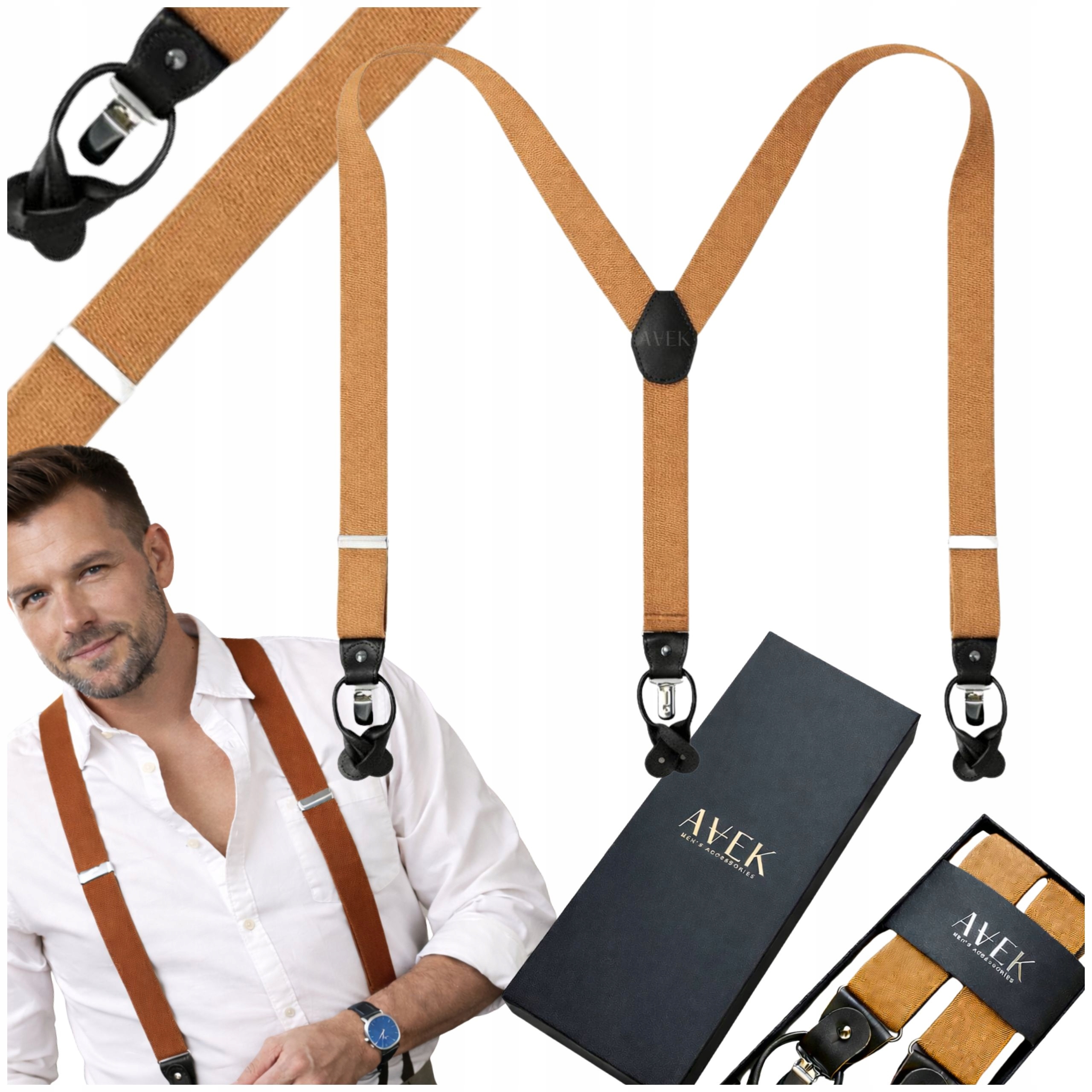 Ke Kalhotám Hnědý, Pánský, Pevný, Nastavitelný, Široký Jako Dárek 2V1