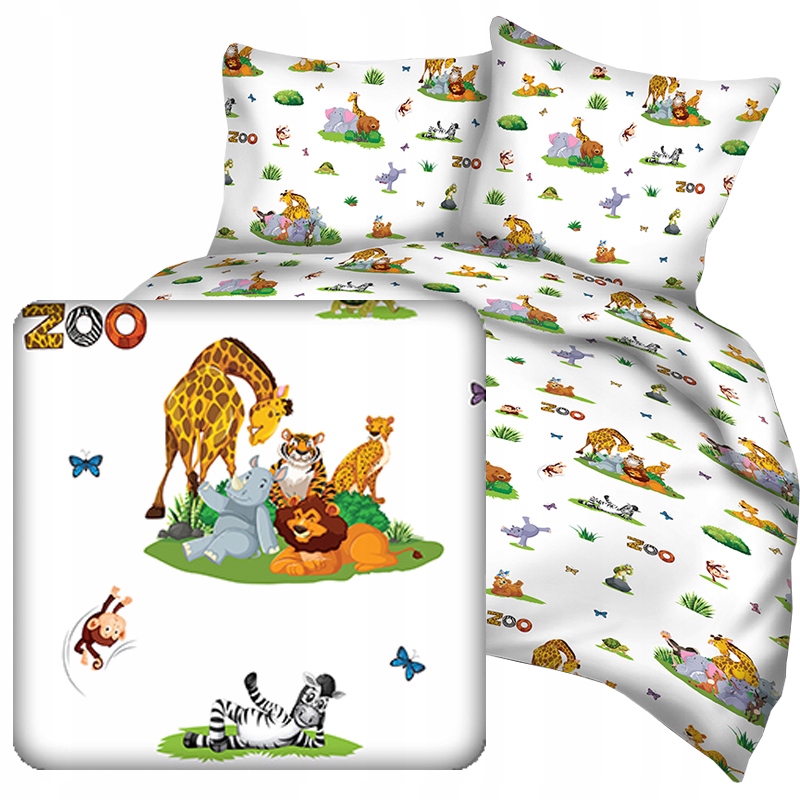 

Pościel w zwierzątka safari zoo kolorowa 160x200