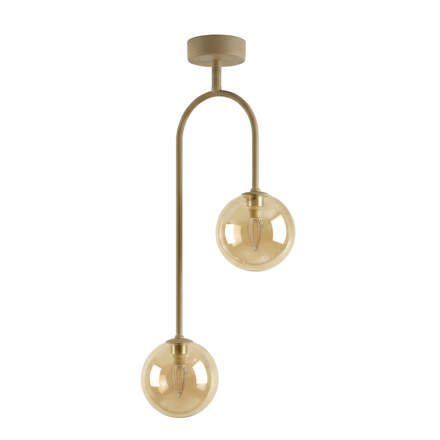 Lampa Sufitowa Beżowa Bursztynowe Klosze Łazienka Sypialnia miodowe klosze