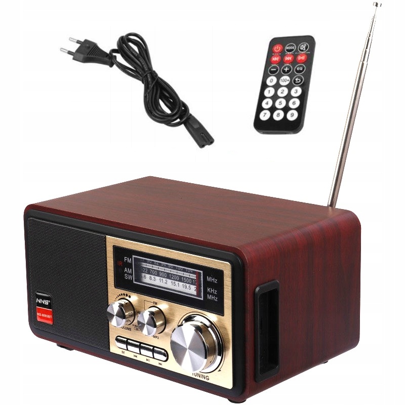 Radio Retro sieciowo-bateryjne Fm Przenośne pilot Bluetooth 1200mAh