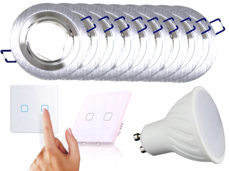 Sada objímky Aluminium Led 9x Vypínač Žárovky