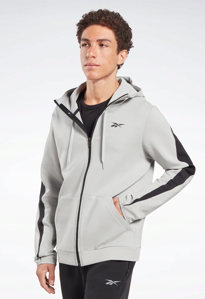 Reebok Pánská Mikina Šedá S Kapucí Dlouhý Rukáv S 0A9B4_B* Tła