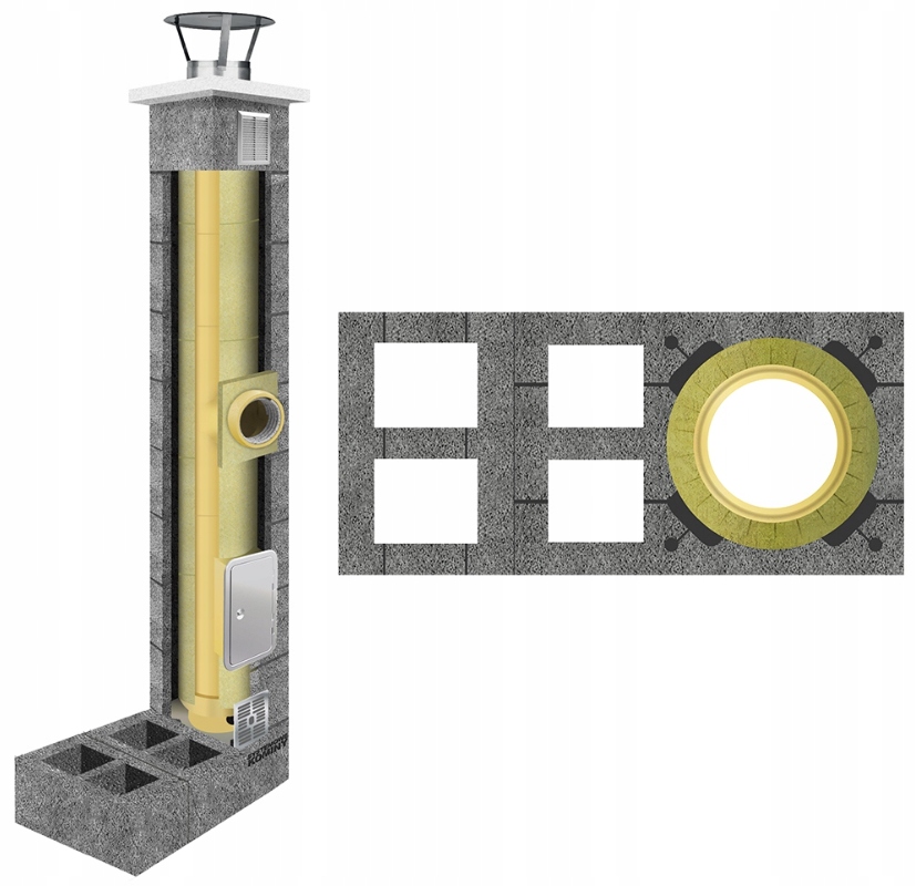 Keramický komínový systém KW2+W2 fi 160 7 m, izolovaný, zateplený, 36x78