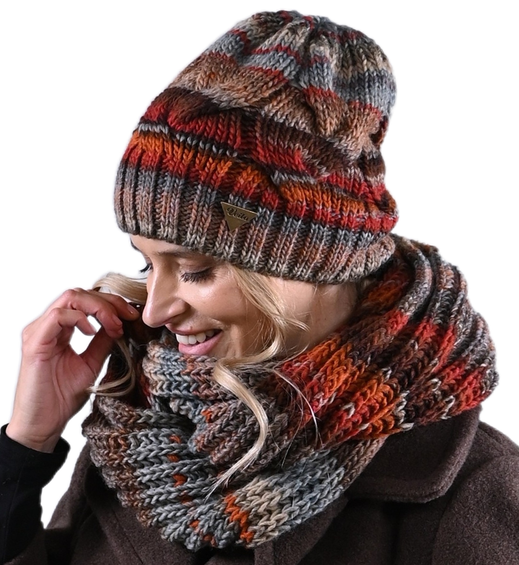Polský dámský komplet Čepice Nákrčník s prémiovou vlnou, ideální Dárek