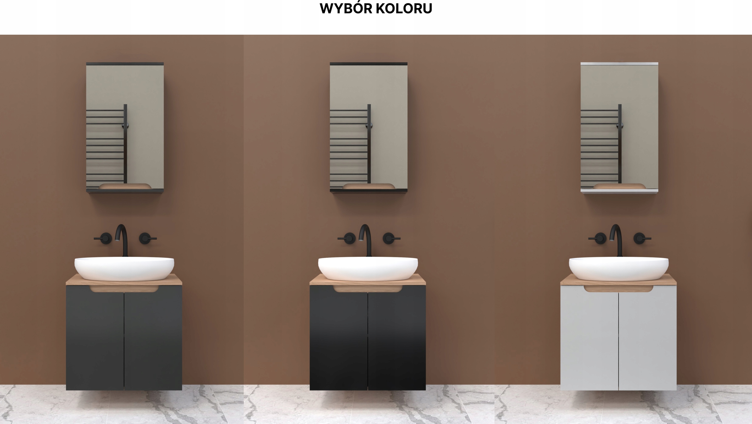 Szafka z lustrem czarna 45x16x75 czarny/dąb Omeble Typ podwieszane