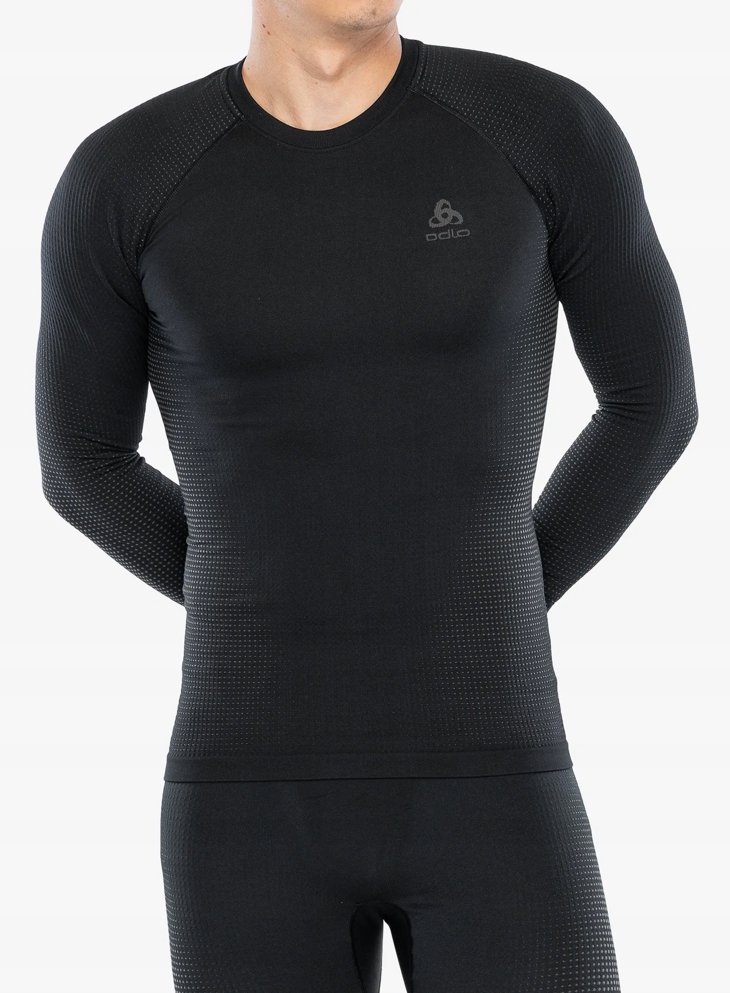 Mikina Performance Warm Bl Odlo s kulatým výstřihem šedý S