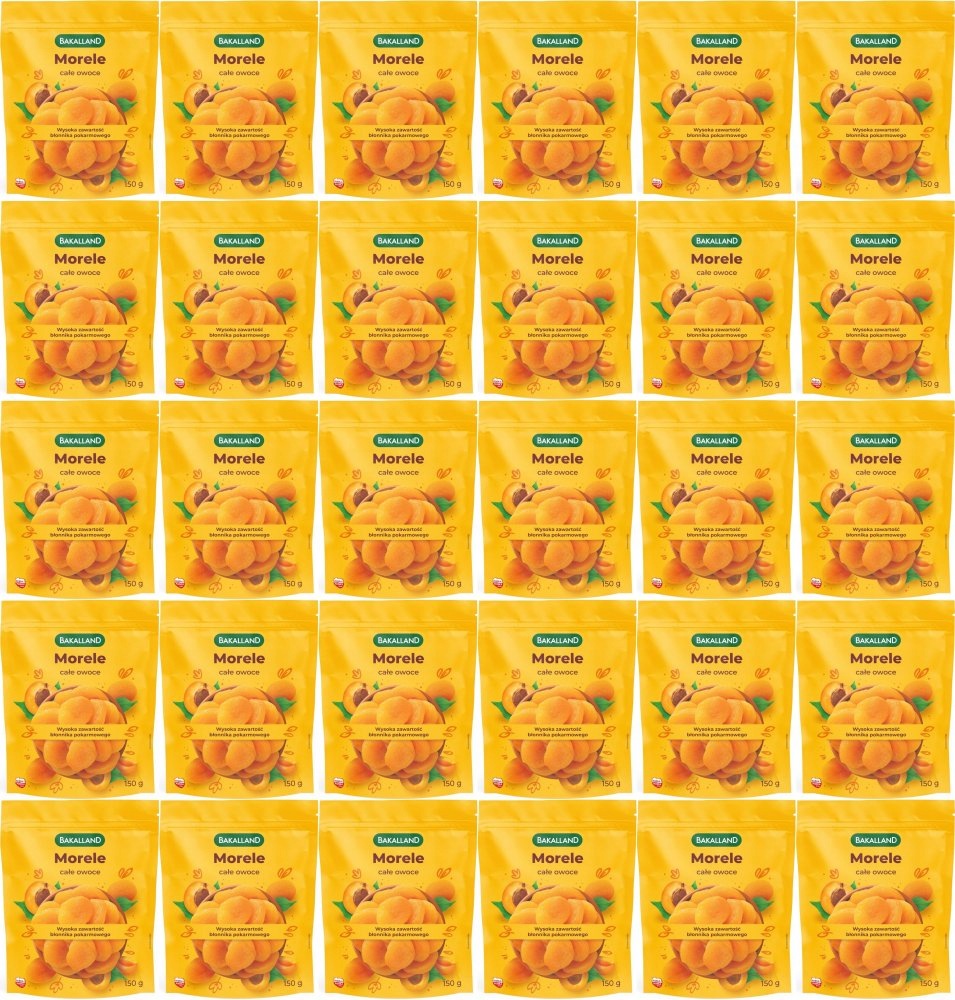 Morele suszone całe owoce Bakalland, 150g x 30 Opak