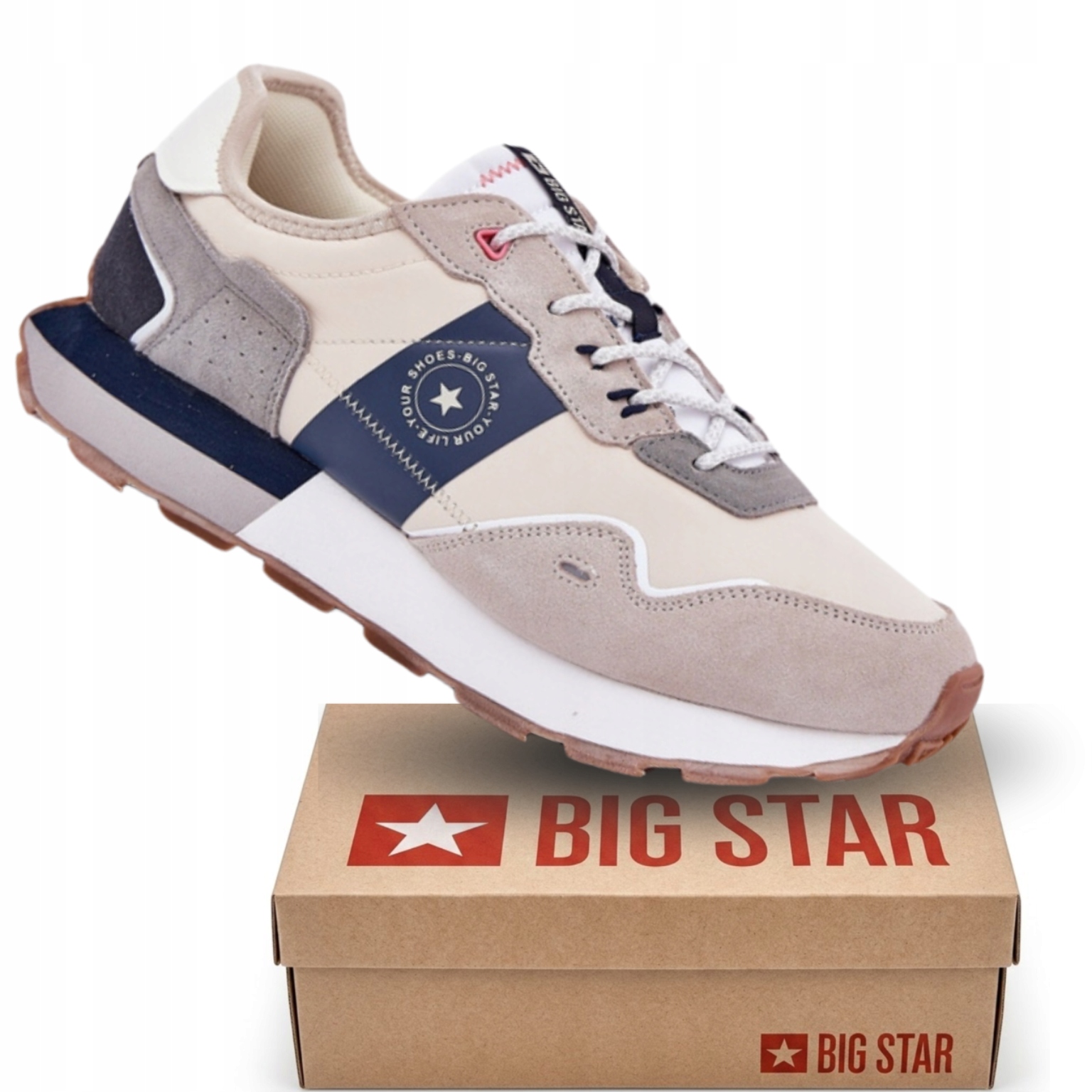 Pánské boty Big Star RR174471 šedo-béžové semišové sportovní tenisky