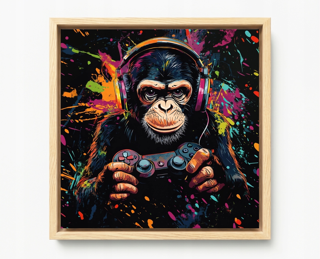 Obraz Rám American Box Gaming Hra Gamer Pad Opice Szympans Graffiti 50x50