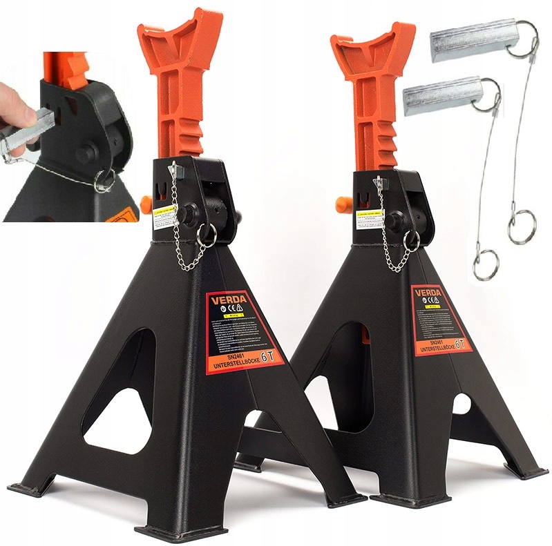 KOBYŁKI PODSTAWKI 6T PODPORY WARSZTATOWE SAMOCHODOWE Z BLOKADĄ BOLCEM 2szt.