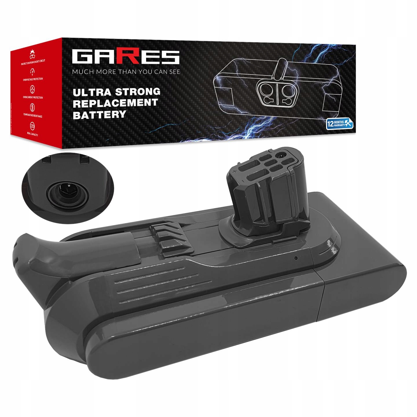 Akumulátor Gares pro Dyson V12 SV20 SV26 SV30 SV35 Detect Slim 25,2 V 2,5 Ah