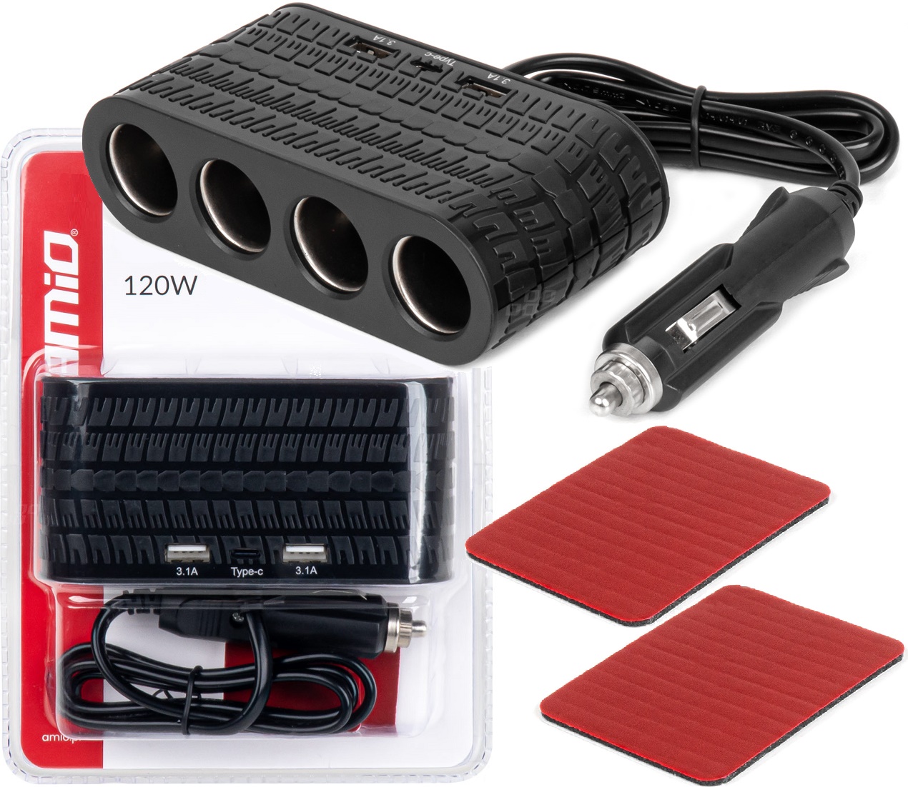 Rozdzielacz Gniazda Zapalniczki Z Ładowarką 2x Usb-a 1x Usb-c 12/24V 120W