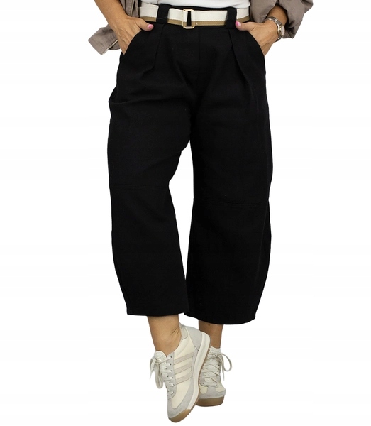 Kalhoty Mom Jeans s vypasovaným prošíváním a páskem Bavlna unisize
