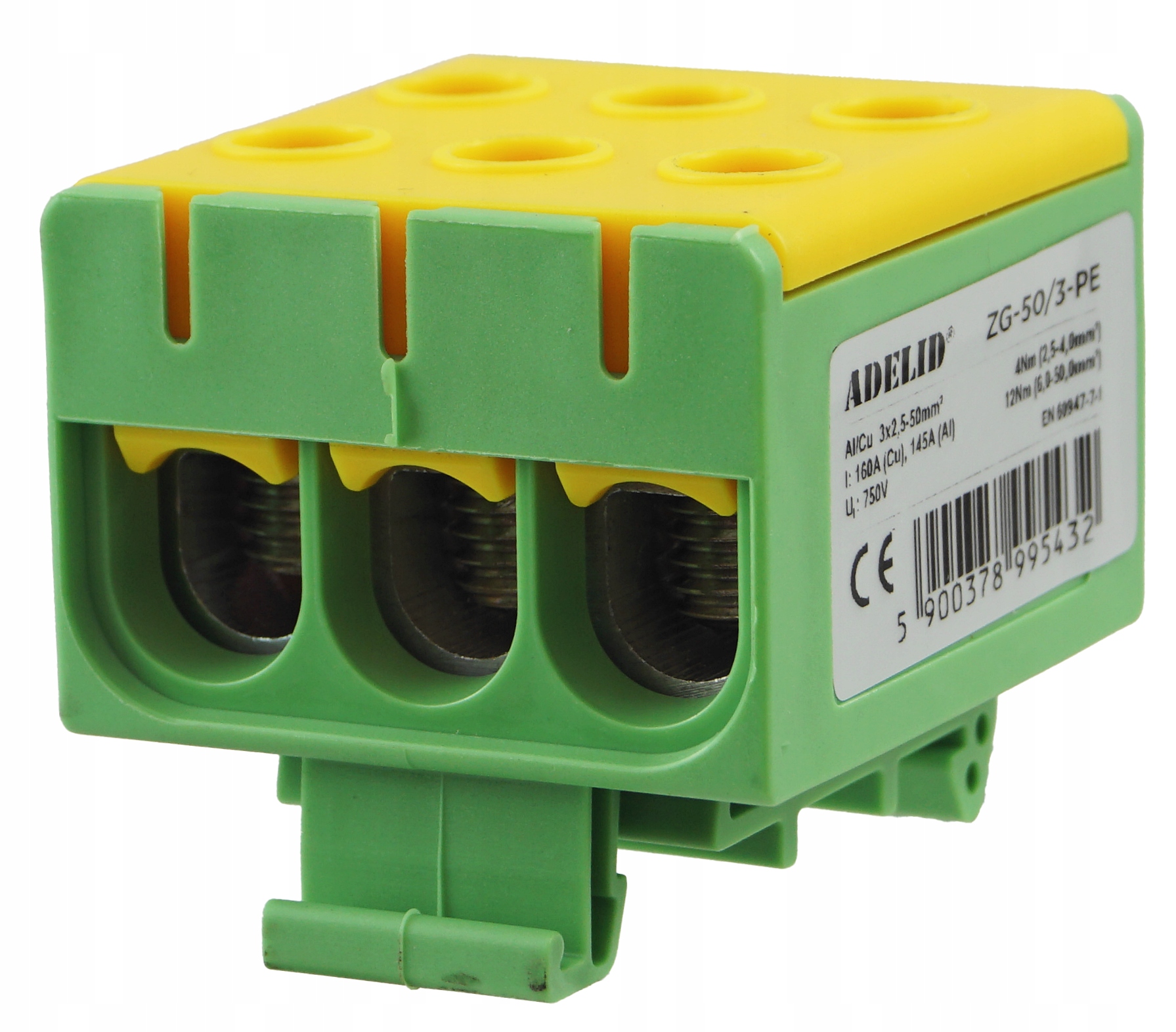 ZŁĄCZKA SZYNOWA PRZELOTOWA POTRÓJNA ZACISK SZYNOWY ŻÓŁTO ZIEL 3X2 2,5-35mm2 Kod producenta ZG 6 OTWORÓW SZYNA ZACISKOWA AL CU 3P