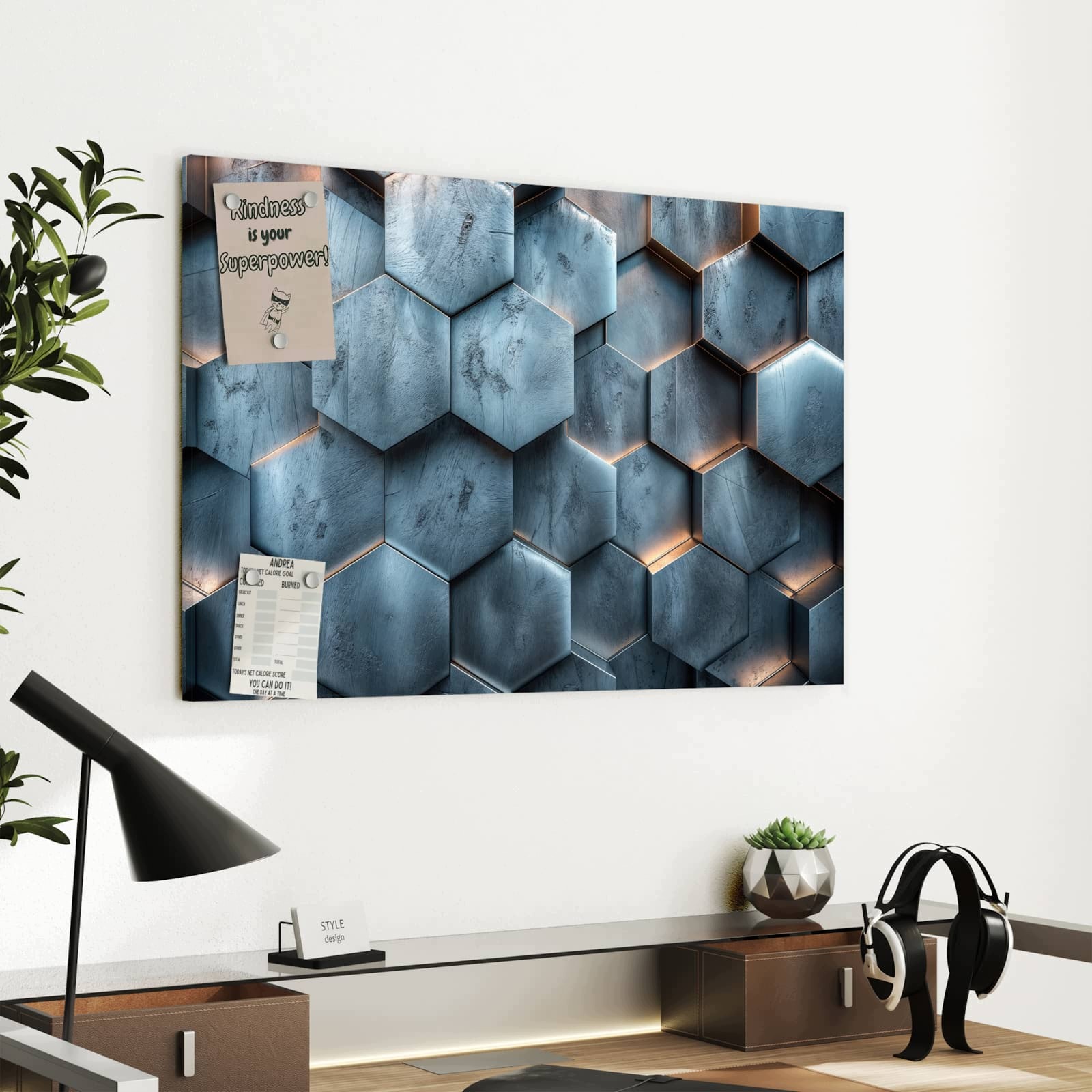 Magnetická tabule Šestiúhelník Struktura 60 × 40 cm