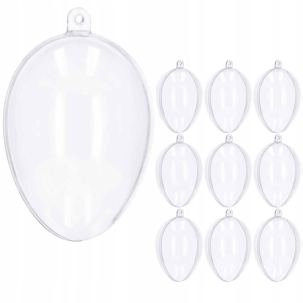 10x PRZEŹROCZYSTA BOMBKA AKRYLOWA JAJKO BOMBKI AKRYLOWE PLASTIKOWE 7 CM