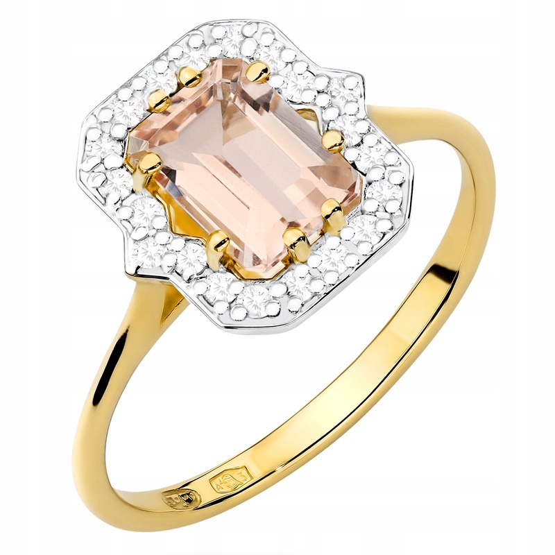 Zlatý Prstýnek ryzosti 585 s Morganitem 1,00 ct a brilianty 14k
